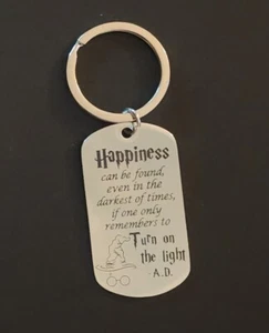 Gift Harry Potter Keychain Happiness Can Be Found Dumbledore Stocking Stuffer - Picture 1 of 1