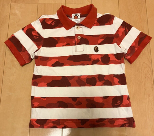 A BATHING APE (BAPE) Polo A Bathing Ape Bape bambino manica corta 110 circa mimetico rosso 5T