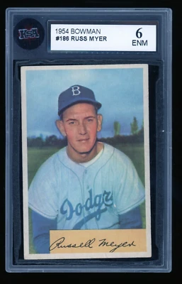 Russ Meyer 1954 Bowman #186 Brooklyn Dodgers KSA 6 ENM - Image 1 of 2