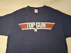 Top Gun Dark Blue Cotton T-shirt Size L Fruit of the Loom - Picture 1 of 8