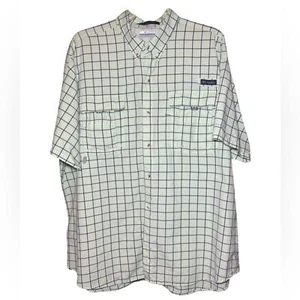 Columbia PFG Super Bahama Shirt Men's Fishing Button Down Vented Green Plaid XXL - Picture 1 of 7