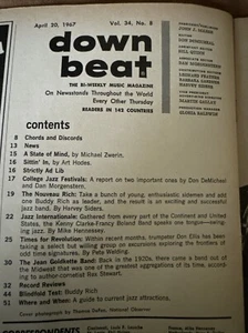 Down Beat - April 20, 1967 - Jazz Magazine - Buddy Rich - Big Bands - Don Ellis - Picture 1 of 8
