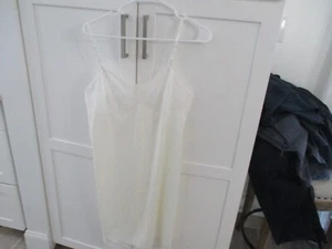 VINTAGE NYLON satiny OFF WHITE nightgown Intimates VANITY FAIR SLIP LACE SZ 38 - Picture 1 of 9
