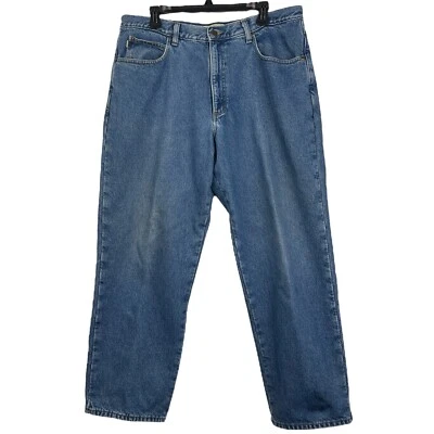 LL Bean Relaxed Fit 38x30 FLANNEL LINED Cotton Medium Wash Denim Blue Jeans Zip - Image 1 of 4