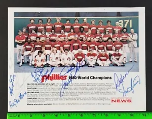 Vintage 1980 Philadelphia Phillies Baseball Premium Photo Picture (8 Signatures) - Picture 1 of 3