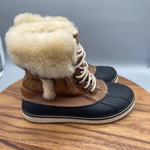 Stivali Crocs Allcast Luxe donna 9 pelle impermeabili ecopelle shearling anatra 12812 - Foto 1 di 8