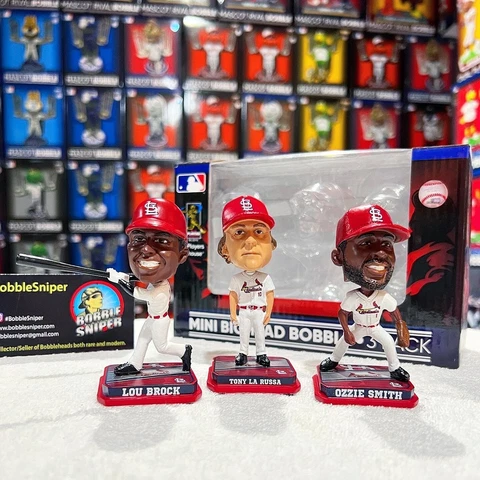 LOU BROCK OZZIE SMITH TONY LARUSSA St. Louis Cardinals Mini MLB Bobblehead Set Cover