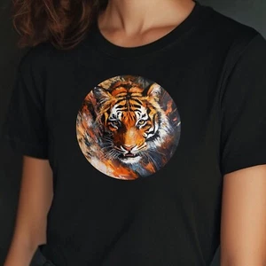 T-Shirt Frauen Tiger Portrait Motiv Baumwolle Größe XS bis 3XL - Bild 1 von 1