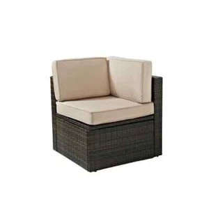 Palm Harbor Brown 1-Piece Wicker Outdoor Sectional with Sand Cushions - Picture 1 of 6