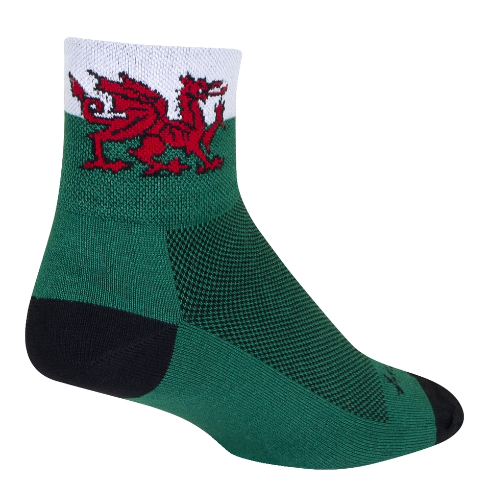 Socks - SockGuy - Welsh Dragon Green S/M 3" Classic Cycling/Running NEW - Image 1 of 4