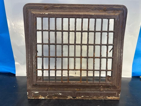 Vintage Metal Heat Grate Wall Base Vent Register Art Deco Retro 16x14.5 Cover