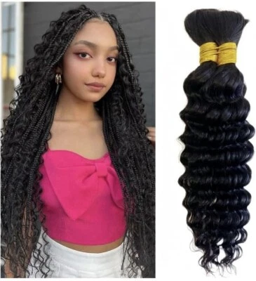 Человеческие волосы для плетения 100 г 18 дюймов глубокая волна оптом (2 пучка/упаковка) Reg цена $70 - Изображение 1 из 4