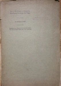 1923 Ver y No Creer, a Comedia Attributed to Lope de Vega SIGNED George I. Dale - Picture 1 of 12