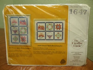 Vintage Creative Circle #1647 Pastel Quilt Block Sampler Embroidery Kit New Open - Imagen 1 de 7