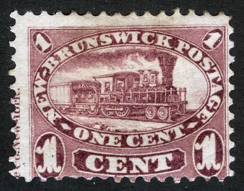 New Brunswick Sc 6 Red Lilac 1¢ 1860 Original Gum Hinge Remnant Captured Imprint Cover