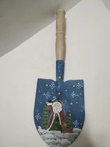 Christmas Garden Trowel Spade Shovel Decoration Hand Painted Santa Claus Snow - Picture 1 of 12