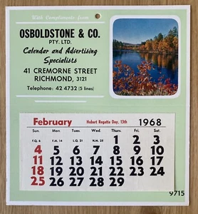 Mid Century Calendar Litho Print Advertising Business Sample Vintage Ephemera - Picture 1 of 4