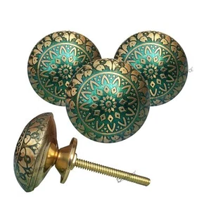 Green Fish Door Knobs for Cabinet Drawer Wardrobes & Kitchen Cupboards Pack of 4 - Picture 1 of 7