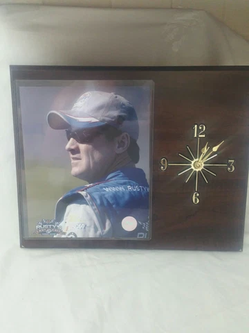 Rusty Wallace Plaque with Picture and Clock Good Condition Cover