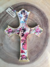 Crucifix Wall Cross, Decorated wall cross, Catholic gift, guardian angel