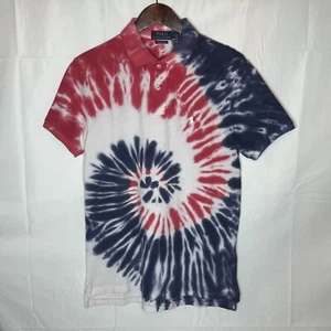 $110 Polo Ralph Lauren Tie Dye Shirt Red White Blue Mens Size Small New - Picture 1 of 3
