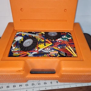 Full Large K'NEX Orange Hard Carrying Carry Case 18"X14" Filled With Parts VTG - Picture 1 of 9