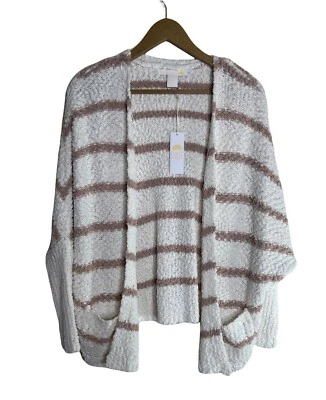 C & C California Cardigan Sweater Open Front Striped Size M NWT   - Image 1 of 4
