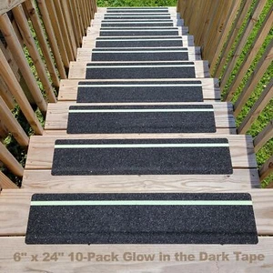 Non Slip Grip Tape with Glow in Dark Stripe,High Friction Tape 6 x 24 In,10-Pack - Picture 1 of 7