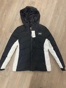 Neu Damen Jack Wills schwarz Kapuze Pufferjacke Skianzug Schnee - Etikett
