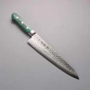 Cuchillo Sakai Takayuki V-Gold #10 17 capas Damasco Gyuto 240 mm con Micarta verde - Imagen 1 de 5