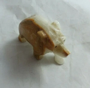 Mexico Bear Vintage Marble Hand Carved Bear Figurine White Brown Hecho En Mexico - Picture 1 of 12