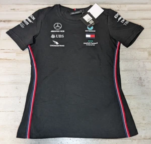 Stitched Mercedes AMG Petronas Motorsport Racing Shirt Black Women Medium w Tag - Picture 1 of 11