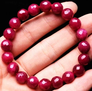 Runde Perlenarmband 9,8 mm Natürlicher Rubin Zoisit Epidot Mehr Rot Quarz Edelstein - Bild 1 von 6