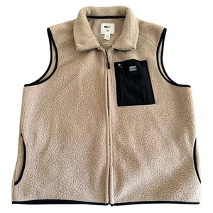 Smiley Originals x H&M XL hellbraun Fleece Sherpa Smiley Gesicht Tasche Reißverschluss Herren Weste - Bild 1 von 9