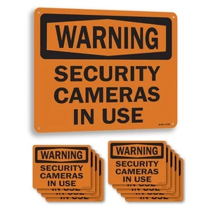 Cámaras de seguridad en uso OSHA señal de advertencia metal, plástico, calcomanía - paquete de 5 o 10 - Imagen 1 de 43