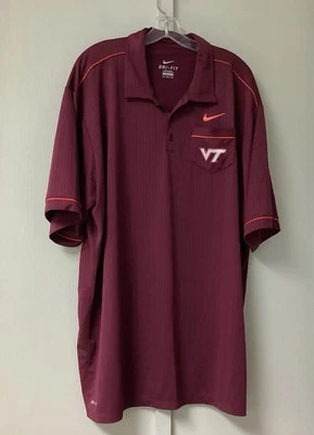 Virginia Tech Nike Shirt Mens Maroon Dri Fit Hokies Size 3XL Short Sleeve - Image 1 of 4