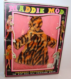 Vintage Maddie Mod Tiger Mantel #1718 passt 11,5 in Modepuppen NRFB 1968 - Bild 1 von 2