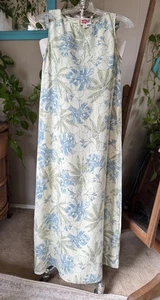 HILO HATTIE Light Green Tropical Pattern Silk Size XS Sleeveless Vintage Dress - Picture 1 of 5