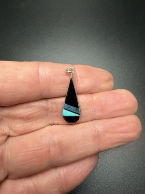 Vintage Zuni Sara Edaakie Multi Stein Inlay Sterling Silber 925 Anhänger - Bild 1 von 4