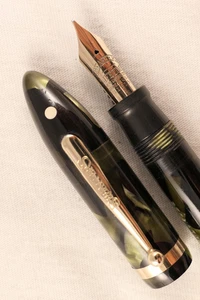 VINTAGE HUGE 1930s MARINE GREEN SHEAFFER LIFETIME OVERSIZE BALANCE FOUNTAIN PEN - Picture 1 of 8