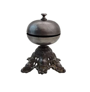 Antique 1920s Cast Table Call Bell Hotel Desk Peon Bell Art Deco Style Decor - Picture 1 of 8