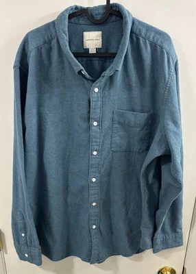 Camisa de franela verde azulado XXL American Eagle para hombre manga larga 100 % algodón con botones Foto 1 de 4