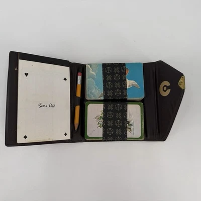 Vintage Whitman Baralho Duplo Cartas de Jogo Bloco de Partitura Vinil Estojo de Viagem Pássaros EUA - Imagem 1 de 4