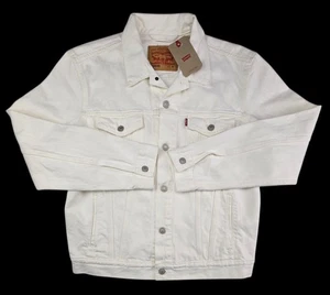 NWT LEVI STRAUSS White Standard Fit Trucker Jacket - Size Medium 723340292 - Picture 1 of 8