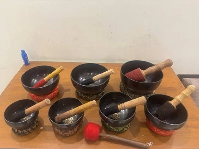 4-8" Singing Bowl Set-Mindfulness Sound Bowl Set-Set of 7 Bowls-Chakra Balancing - Image 1 of 4
