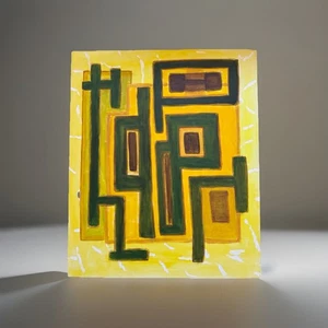 Vintage LISTED painting ABSTRACT  YELLOW fine art Dr. BENJAMIN Gross  20" X 24" - Picture 1 of 12