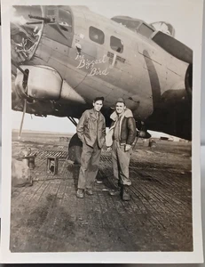 WWII Nose Art Snapshot B-17 The Biggest Bird + Pilots 3 1/4" x 4 3/8" JRR36 - Picture 1 of 4