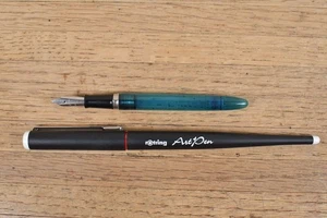 Pluma de arte Rotring Alemania + bolígrafos de caligrafía Scripto medianos EE. UU. usados (sin tinta) - Imagen 1 de 9