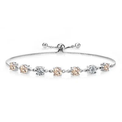 2.01 Ct Round Peach Morganite 925 Sterling Silver Bracelet - Image 1 of 3