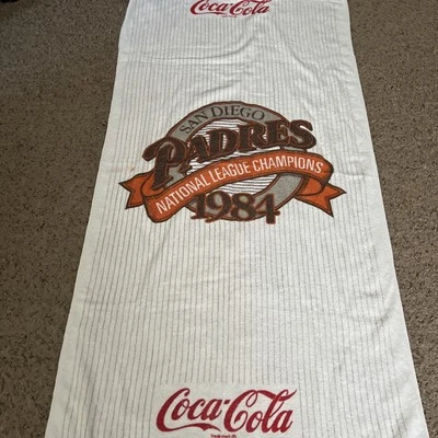 Vintage 1984 San Diego Padres Coca-Cola MLB Baseball Beach Towel Champions 80s - Image 1 of 3